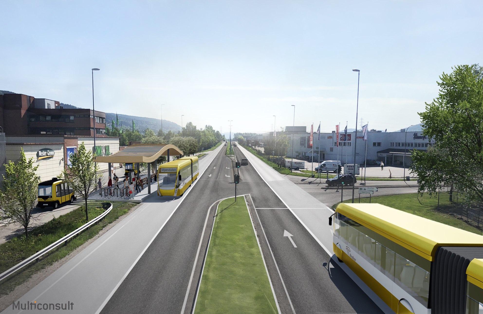 Superbussholdeplass mot drammen